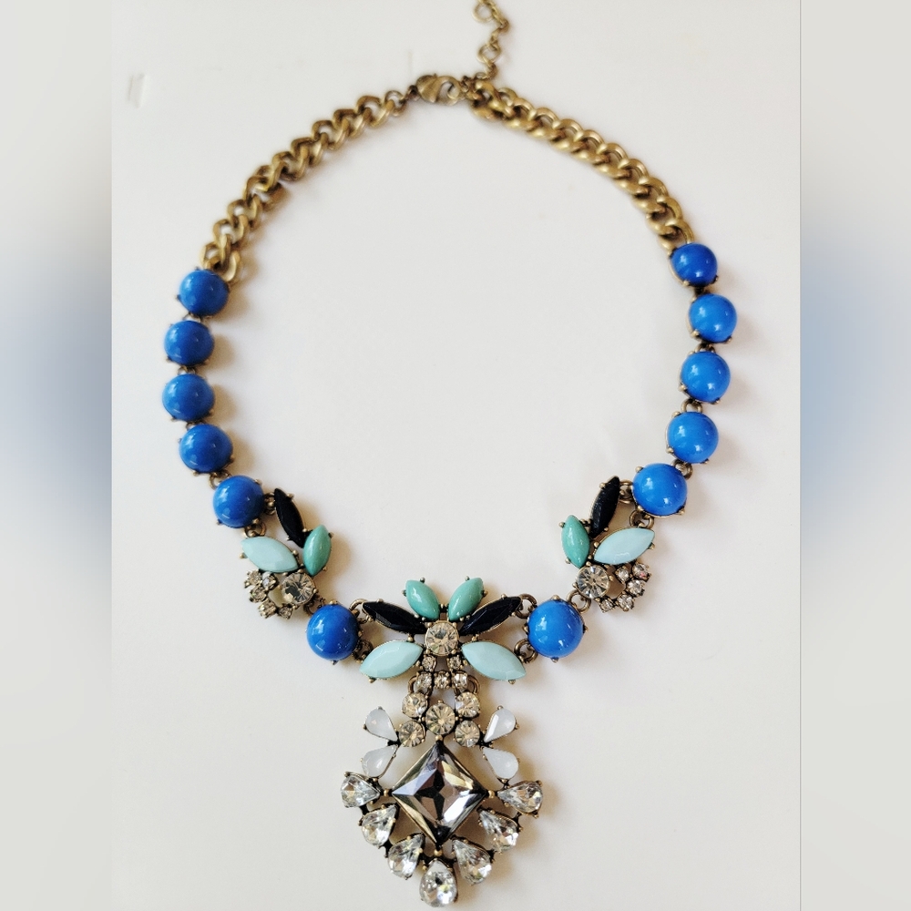 J. Crew Factory Blue and Gold Necklace